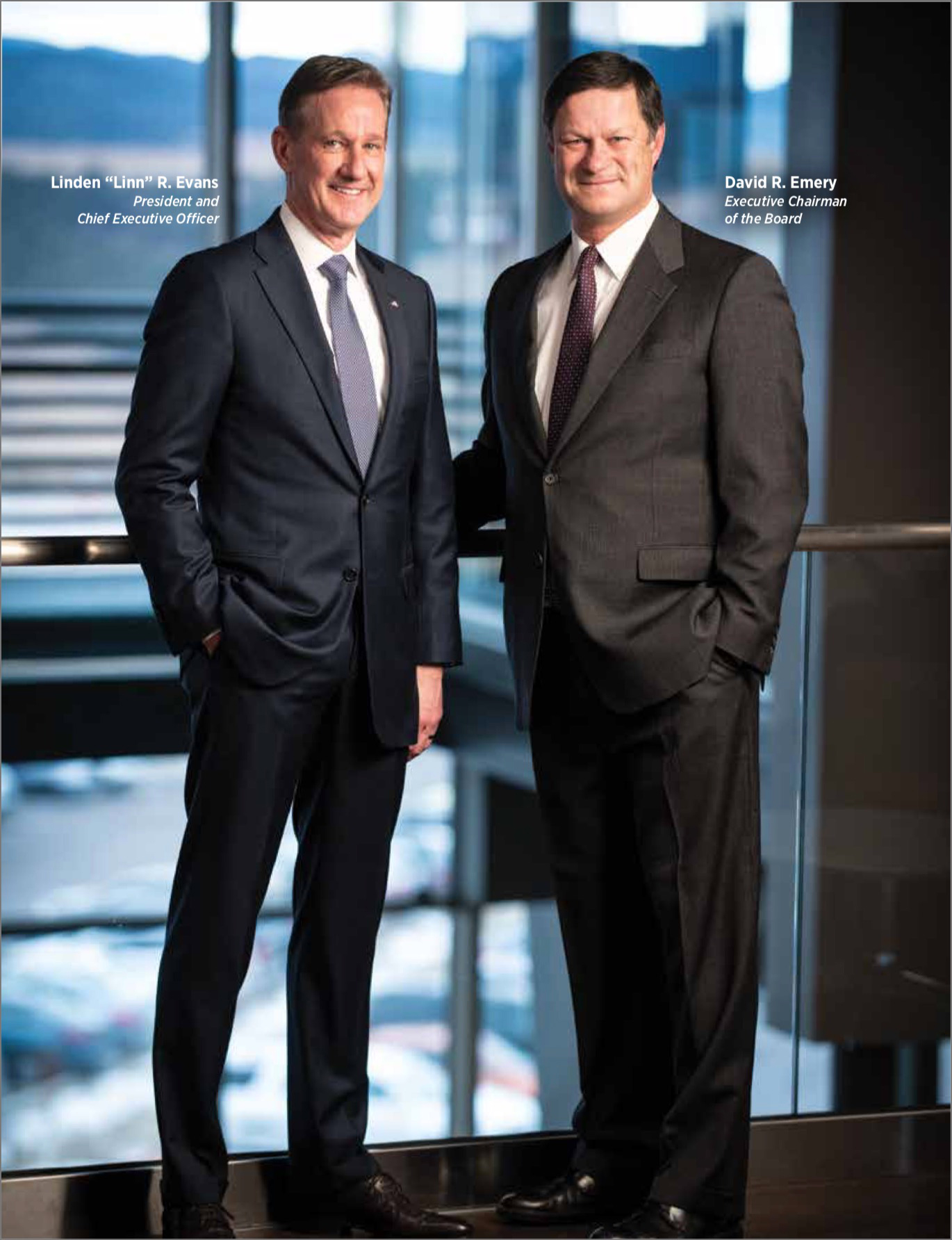 Black Hills Energy executives Linn Evans and David Emery, photographed for their Annual Report