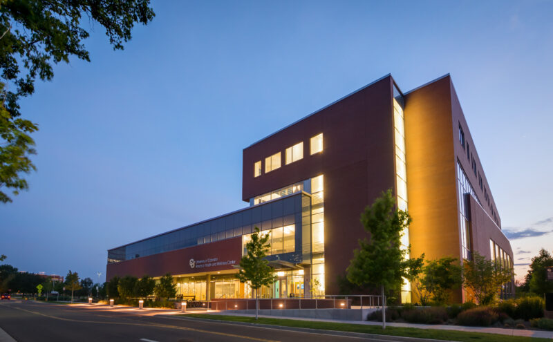 hospital exterior at sunset - architectural photographer denver