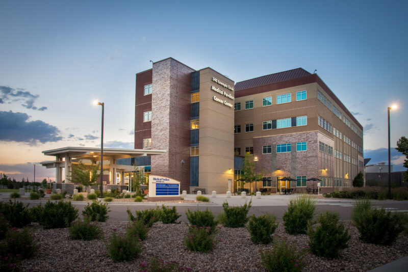 hospital exterior at sunset - architectural photographer denver