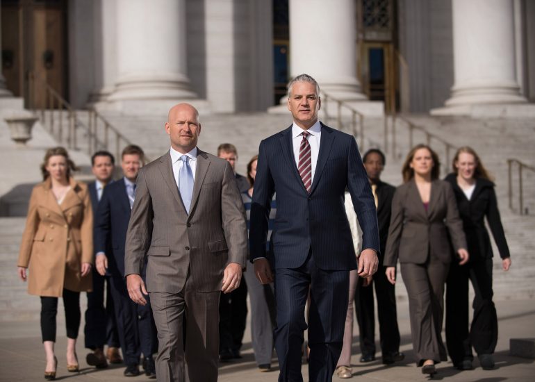 law firm team photo on location